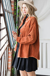 Women’s Corduroy Ribbed Velvet Button-Up Jacket | Zarnesh
